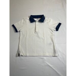 Tommy Bahama Kids Boy XS 4 Polo Shirt White Navy Blue Short Sleeve Cotton Pique